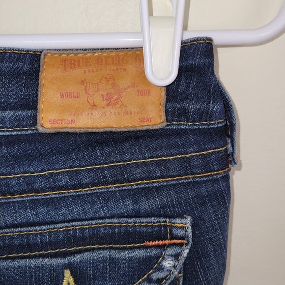 True Religion Skinny Jeans Dark Wash Horseshoe Stitch Pocket Women's Size 25 - Picture 8 of 11